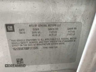 2011 Chevrolet Malibu LTZ with VIN 1G1ZE5E76BF111026, listed as a IAAI auction lot 41780136 with 194,451 mi miles and . Bid and sale history available at DreamBid. Image 9.