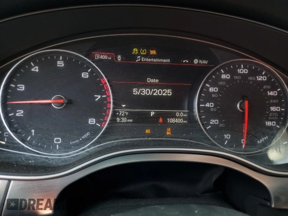 2012 Audi A6 Premium Plus with VIN WAUGGAFC6CN167050, listed as a Copart auction lot 58811945 with 108,400 mi miles and Salvage title. Bid and sale history available at DreamBid. Image 9.
