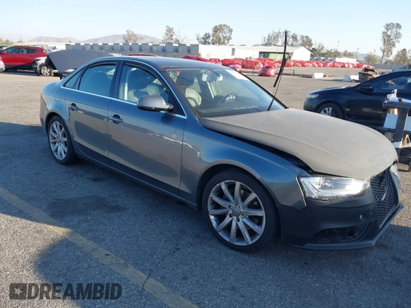 2013 Audi A4 2.0T Prestige with VIN WAUKFAFL8DN026009, listed as a IAAI auction lot 41653503 with 123,182 mi miles. Bid and sale history available at carsss.com. Image 1.
