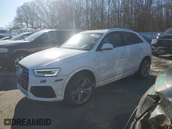 2017 Audi Q3 Prestige with VIN WA1GCCFS3HR015402, listed as a Copart auction lot 87809225 with 35,473 mi miles and Salvage Title. Bid and sale history available at carsss.com. Image 1.