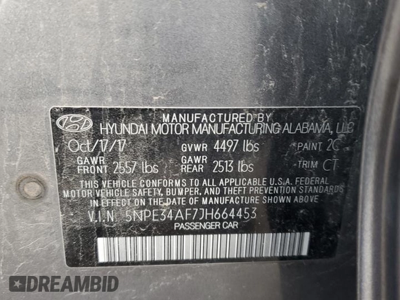 2018 Hyundai Sonata SEL with VIN 5NPE34AF7JH664453, listed as a Copart auction lot 52826585 with 105,788 mi miles and Salvage Title. Bid and sale history available at DreamBid. Image 12.