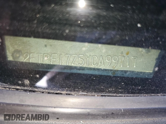 2000 Ford F-150 XL with VIN 2FTPF17Z5YCA99717, listed as a Copart auction lot 70658194 with Not provided miles and Salvage title. Bid and sale history available at DreamBid. Image 13.