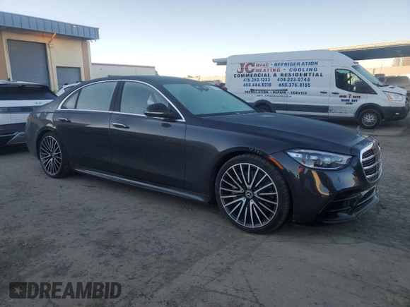 2022 Mercedes-Benz S-Class S 500 with VIN W1K6G6DB1NA147018, listed as a Copart auction lot 87964755 with 34,513 mi miles and Salvage Title. Bid and sale history available at carsss.com. Image 4.