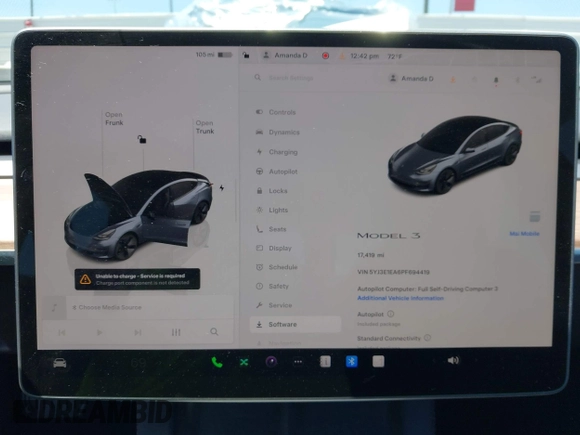 2023 Tesla Model 3 z VIN 5YJ3E1EA6PF694419, wystawiony jako IAAI lot #42268637 z przebiegiem 17 419 mil mil oraz . Historia ofert i sprzedaży dostępna na DreamBid. Obrazek 7.