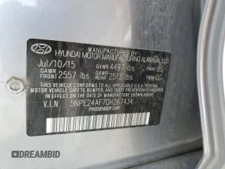 2016 Hyundai Sonata SE with VIN 5NPE24AF7GH267434, listed as a Copart auction lot 51478275 with 171,059 mi miles and Salvage Title. Bid and sale history available at carsss.com. Image 12.
