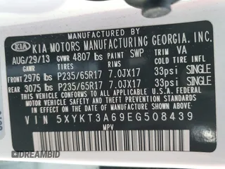 2014 Kia Sorento LX с VIN 5XYKT3A69EG508439, выставлен на аукционе Copart как лот 56848285 с пробегом Не указан миль и Списание • Salvage title. История ставок и продаж доступна на DreamBid. Изображение 13.