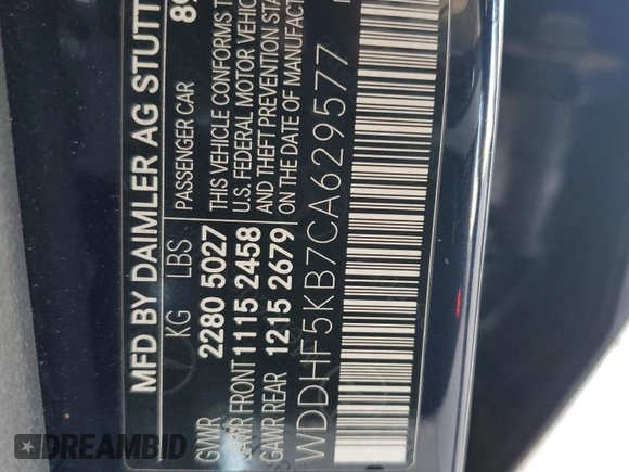 2012 Mercedes-Benz E 350 Luxury with VIN WDDHF5KB7CA629577, listed as a Copart auction lot 56665025 with 84,633 mi miles and Salvage title. Bid and sale history available at DreamBid. Image 12.