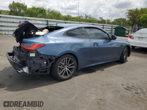 2021 BMW 4 Series 430i z VIN WBA53AP06MCF79573, wystawiony jako Copart lot #59136805 z przebiegiem 43 446 mil mil oraz Szkoda całkowita • Salvage title. Historia ofert i sprzedaży dostępna na DreamBid. Obrazek 3.