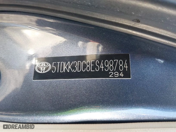 2014 Toyota Sienna LE AAS with VIN 5TDKK3DC8ES498784, listed as a IAAI auction lot 41399536 with 164,350 mi miles. Bid and sale history available at carsss.com. Image 9.