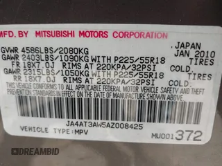 2010 Mitsubishi Outlander z VIN JA4AT3AW5AZ008425, wystawiony jako IAAI lot #42396551 z przebiegiem 134 165 mil mil oraz . Historia ofert i sprzedaży dostępna na DreamBid. Obrazek 9.