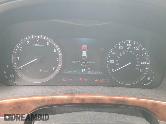 2014 Hyundai Equus Signature with VIN KMHGH4JHXEU082883, listed as a Copart auction lot 53679875 with 115,359 mi miles and Non Repairable. Bid and sale history available at DreamBid. Image 9.