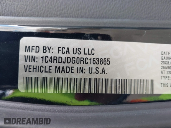 2024 Dodge Durango GT Plus with VIN 1C4RDJDG0RC163865, listed as a IAAI auction lot 41425316 with 18,882 mi miles and . Bid and sale history available at DreamBid. Image 9.