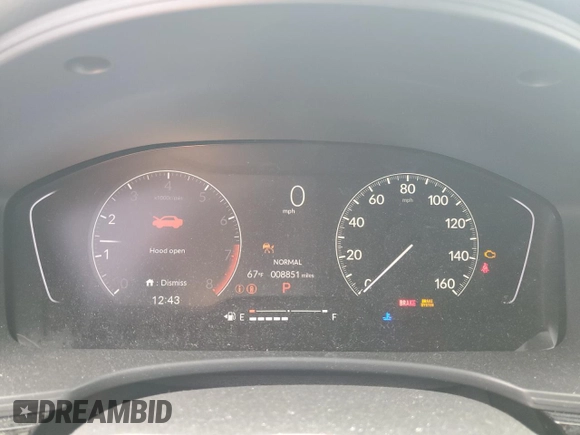 2024 Honda Civic Sport with VIN 2HGFE2F50RH550853, listed as a Copart auction lot 51350195 with 8,851 mi miles and Salvage title. Bid and sale history available at DreamBid. Image 9.