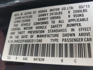 2013 Acura TSX с VIN JH4CU2F49DC011346, выставлен на аукционе IAAI как лот 42171495 с пробегом 153 425 миль миль и . История ставок и продаж доступна на DreamBid. Изображение 9.
