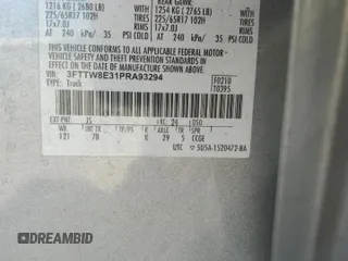 2023 Ford Maverick XL с VIN 3FTTW8E31PRA93294, выставлен на аукционе Copart как лот 49409515 с пробегом 42 103 миль миль и Списание • Salvage title. История ставок и продаж доступна на DreamBid. Изображение 12.