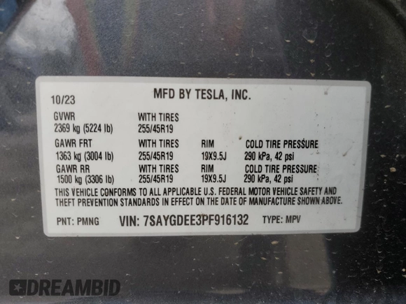 2023 Tesla Model Y Long Range z VIN 7SAYGDEE3PF916132, wystawiony jako Copart lot #51645625 z przebiegiem 28 238 mil mil oraz Szkoda całkowita • Salvage title. Historia ofert i sprzedaży dostępna na DreamBid. Obrazek 15.