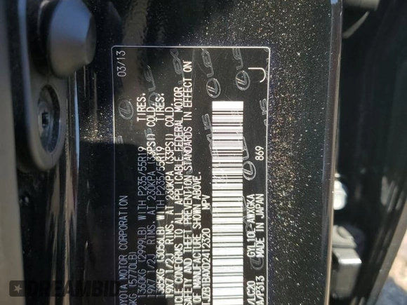 2013 Lexus RX 450h with VIN JTJZB1BAXD2412320, listed as a Copart auction lot 77810924 with 140,723 mi miles and Salvage title. Bid and sale history available at DreamBid. Image 14.