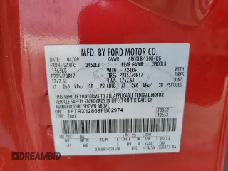 2009 Ford F-150 STX with VIN 1FTRX12869FB02974, listed as a Copart auction lot 52781725 with 130,583 mi miles and Salvage title. Bid and sale history available at DreamBid. Image 12.