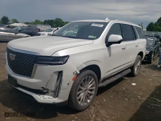 2021 Cadillac Escalade Premium Luxury with VIN 1GYS4BKL1MR472915, listed as a Copart auction lot 56033654 with 23,442 mi miles and Salvage Title. Bid and sale history available at carsss.com. Image 1.