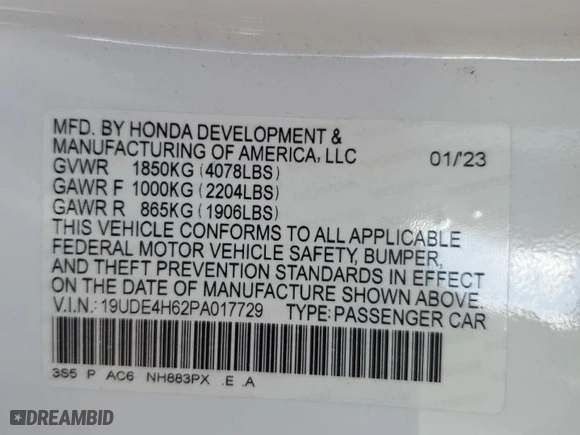 2023 Acura Integra w/A-Spec Technology Package with VIN 19UDE4H62PA017729, listed as a Copart auction lot 71609764 with 25,271 mi miles and Salvage Title. Bid and sale history available at carsss.com. Image 12.