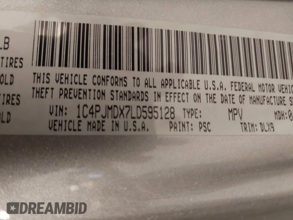 2020 Jeep Cherokee Limited with VIN 1C4PJMDX7LD595128, listed as a IAAI auction lot 41628564 with 79,207 mi miles. Bid and sale history available at carsss.com. Image 9.