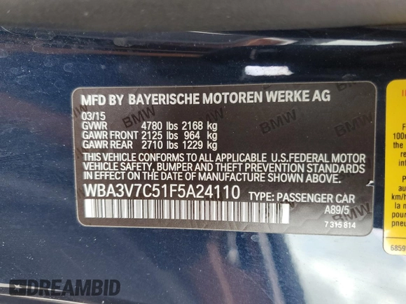 2015 BMW 4 Series 428i with VIN WBA3V7C51F5A24110, listed as a Copart auction lot 44643575 with 77,423 mi miles and Salvage Title. Bid and sale history available at carsss.com. Image 14.