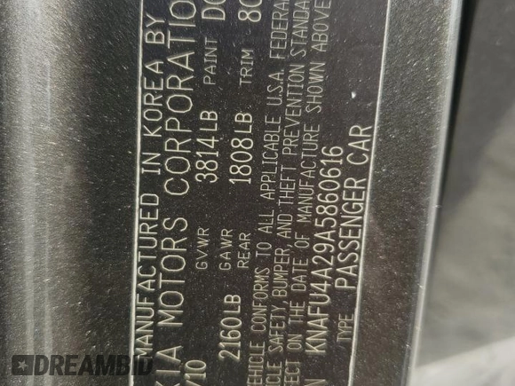 2010 Kia Forte EX with VIN KNAFU4A29A5860616, listed as a Copart auction lot 53450765 with 153,443 mi miles and Salvage Title. Bid and sale history available at carsss.com. Image 12.