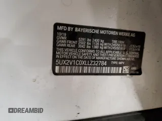 2020 BMW X4 xDrive30i with VIN 5UX2V1C0XLLZ32784, listed as a Copart auction lot 83619664 with Not provided miles and Salvage title. Bid and sale history available at DreamBid. Image 12.
