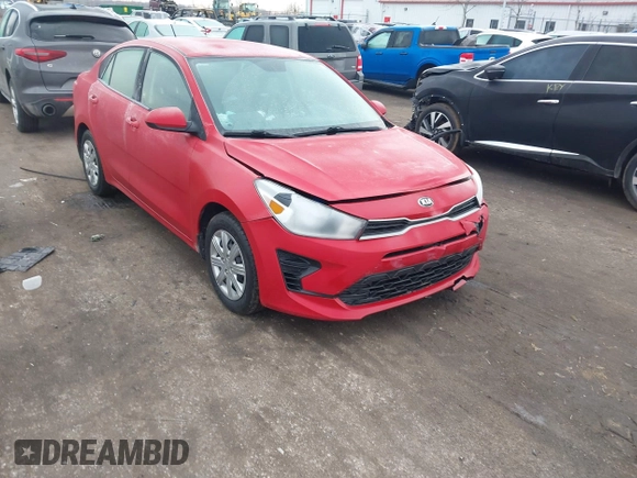 2021 Kia Rio LX with VIN 3KPA24AD2ME370063, listed as a IAAI auction lot 41696461 with 63,628 mi miles. Bid and sale history available at carsss.com. Image 1.