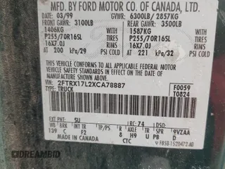 1999 Ford F-150 with VIN 2FTRX17L2XCA78887, listed as a Copart auction lot 81137984 with Not provided miles and Clean title. Bid and sale history available at DreamBid. Image 12.