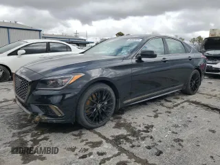 2018 Genesis G80 3.3T Sport with VIN KMHGN4JB0JU219098, listed as a Copart auction lot 46802975 with 134,690 mi miles and Salvage Title. Bid and sale history available at carsss.com. Image 1.