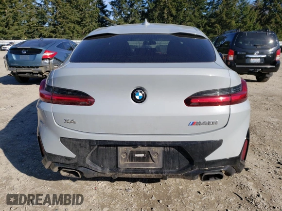 2023 BMW X4 M40i with VIN 5UX43DT00P9R86047, listed as a Copart auction lot 47321295 with 21,640 mi miles and Salvage title. Bid and sale history available at DreamBid. Image 6.