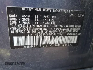 2017 Subaru Legacy Premium with VIN 4S3BNAC69H3056996, listed as a Copart auction lot 57795095 with 96,626 mi miles and Salvage title. Bid and sale history available at DreamBid. Image 12.