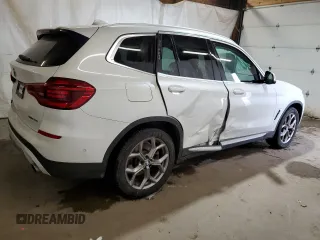 2021 BMW X3 xDrive30i with VIN 5UXTY5C06M9E17026, listed as a Copart auction lot 46470565 with 34,166 mi miles and Salvage Title. Bid and sale history available at DreamBid. Image 3.