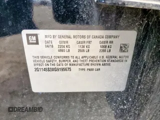 2016 Chevrolet Impala LTZ with VIN 2G1145S3XG9195675, listed as a Copart auction lot 61159675 with 110,183 mi miles and Salvage title. Bid and sale history available at DreamBid. Image 12.