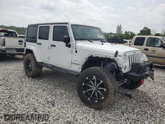 2014 Jeep Wrangler Unlimited Sahara with VIN 1C4BJWEG8EL266340, listed as a Copart auction lot 57809465 with 121,191 mi miles and Salvage title. Bid and sale history available at DreamBid. Image 4.