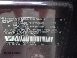2016 Toyota RAV4 LE with VIN 2T3ZFREV1GW307536, listed as a IAAI auction lot 41878912 with 173,440 mi miles. Bid and sale history available at carsss.com. Image 9.