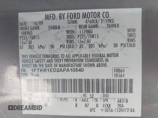 2010 Ford Ranger XL with VIN 1FTKR1ED2APA10540, listed as a IAAI auction lot 42308465 with 215,899 mi miles and . Bid and sale history available at DreamBid. Image 9.
