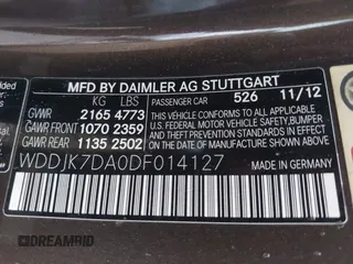 2013 Mercedes-Benz SL-Class SL 550 with VIN WDDJK7DA0DF014127, listed as a IAAI auction lot 41570709 with 1 mi miles. Bid and sale history available at carsss.com. Image 9.