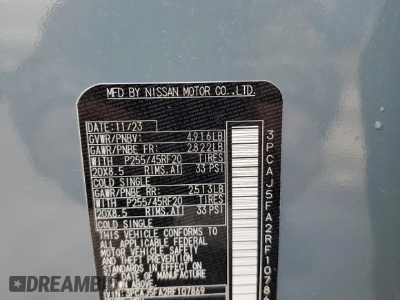 2024 Infiniti QX50 Sport with VIN 3PCAJ5FA2RF107869, listed as a Copart auction lot 82900624 with 545 mi miles and Salvage title. Bid and sale history available at DreamBid. Image 16.