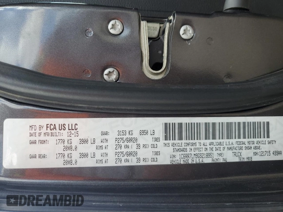 2016 Ram 1500 Big Horn с VIN 1C6RR7LM9GS218951, выставлен на аукционе Copart как лот 51674225 с пробегом Не указан миль и Списание • Salvage title. История ставок и продаж доступна на DreamBid. Изображение 15.