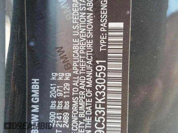 2015 BMW M4 with VIN WBS3R9C53FK330591, listed as a Copart auction lot 67761113 with 23,799 mi miles. Bid and sale history available at carsss.com. Image 12.