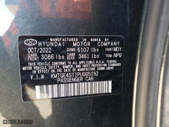 2023 Genesis Electrified G80 with VIN KMTGE4S11PU005192, listed as a Copart auction lot 72797113 with 10,023 mi miles and Non Repairable. Bid and sale history available at carsss.com. Image 12.