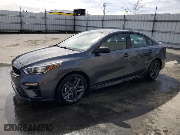 2021 Kia Forte GT-Line with VIN 3KPF34AD3ME268421, listed as a Copart auction lot 48636315 with 107,575 mi miles and Clean Title. Bid and sale history available at carsss.com. Image 1.
