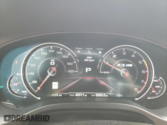 2020 BMW X3 M Competition with VIN 5YMTS0C00L9B84014, listed as a Copart auction lot 45115844 with 45,311 mi miles. Bid and sale history available at carsss.com. Image 9.