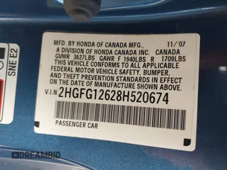 2008 Honda Civic LX с VIN 2HGFG12628H520674, выставлен на аукционе IAAI как лот 42441664 с пробегом Не указан миль и . История ставок и продаж доступна на DreamBid. Изображение 9.