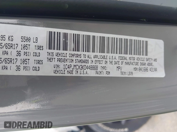 2019 Jeep Cherokee Latitude с VIN 1C4PJMCX3KD448868, выставлен на аукционе IAAI как лот 42372229 с пробегом 51 921 миль миль и . История ставок и продаж доступна на DreamBid. Изображение 9.