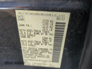 2013 Nissan Xterra S with VIN 5N1AN0NU5DN825070, listed as a Copart auction lot 47322685 with Not provided miles and Salvage title. Bid and sale history available at DreamBid. Image 13.