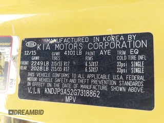 2016 Kia Soul + with VIN KNDJP3A52G7318862, listed as a IAAI auction lot 42174336 with 109,696 mi miles and . Bid and sale history available at DreamBid. Image 9.