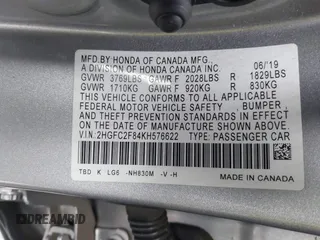 2019 Honda Civic Sport with VIN 2HGFC2F84KH576622, listed as a IAAI auction lot 41494019 with 87,495 mi miles and . Bid and sale history available at DreamBid. Image 9.